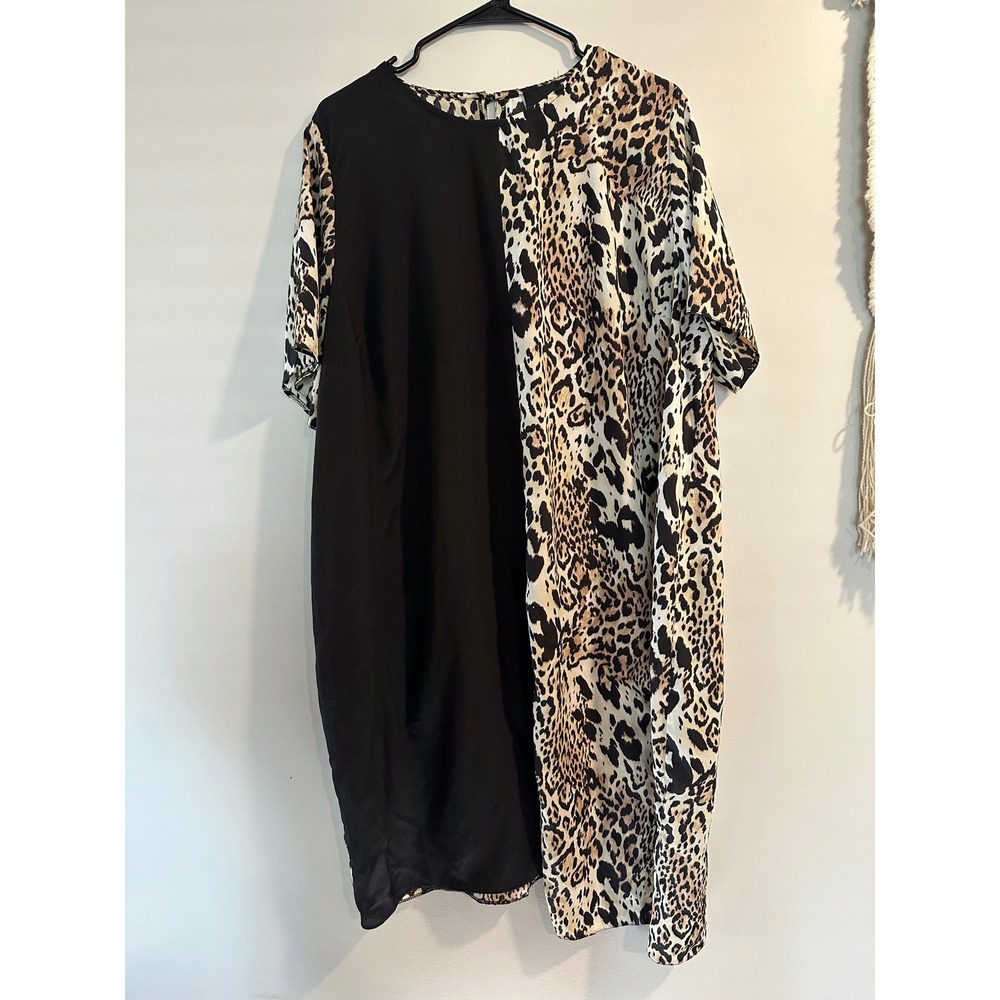 ASOS Curve Womens Size 20 Leopard Print Colorblock Asymmetric Step Hem Dress
